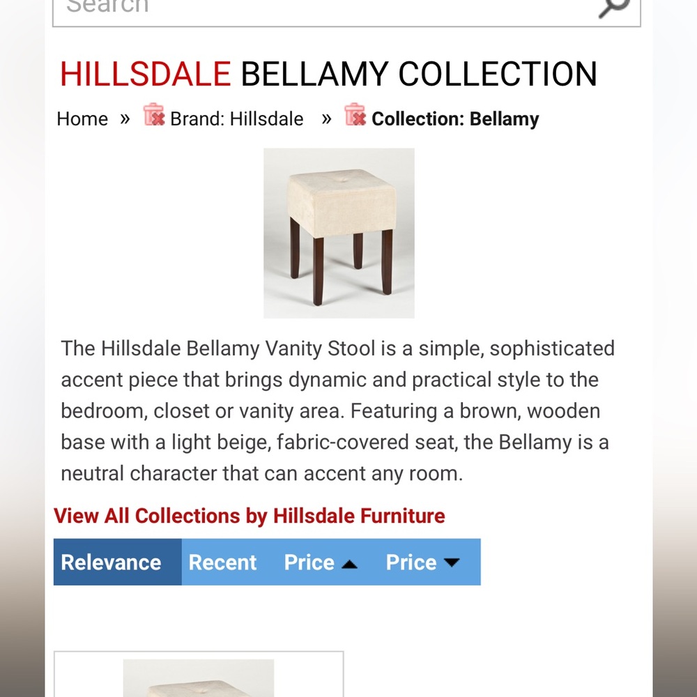 Hillsdale Furniture - Bellamy Vanity Stool